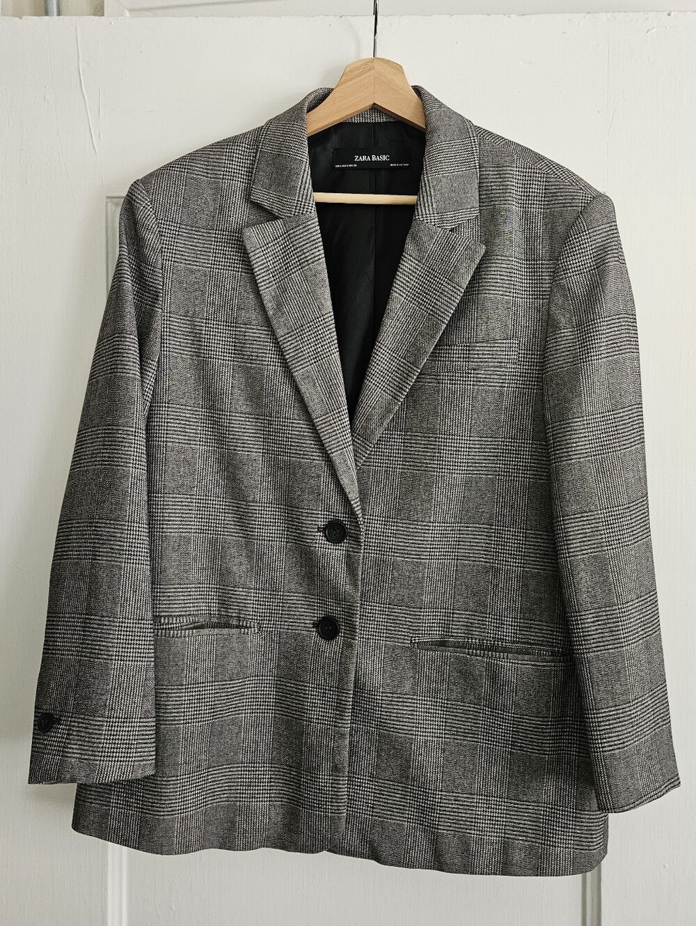 Zara Grey Plaid Oversized Blazer small